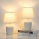 Small Table Lamps Set of 2, Bedside Nightstand Lamps for Bedroom Kid&rsquo;s Room, Cute Desk Lamps with Studded Texture Base for Reading Nursery Living Room Office, White &amp; Beige