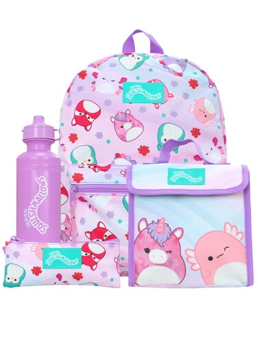 Squishmallows School Bag 4 Piece Set   Kids Backpack And Lunch Bag Set With Pencil Case And Water Bottle   Children's Backpacks   Official Merchandise, NDSM85636