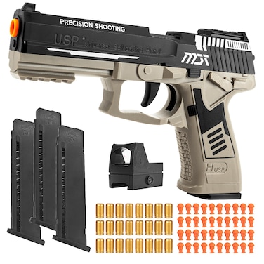 Toy Gun, Soft Bullet Toy Gun for Boys, Empty Shell Ejecting Toy Gun, Toy Foam Blaster with Scope, 40 Soft Foam Bullets, 3 Magazines, Toy Pistol for Kids Boys Girls Age 8+