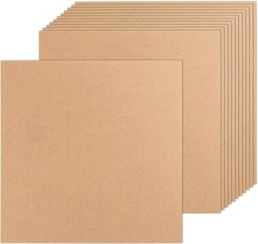 12 Pack MDF Wood Board for Crafts 12x12x1/8 Inch-3 mm Thick Medium Density Fiberboard Unfinished Wood Art Boards Blank Wooden Blocks Chipboard Panels for DIY Crafts, Painting, Engraving,Home Decor
