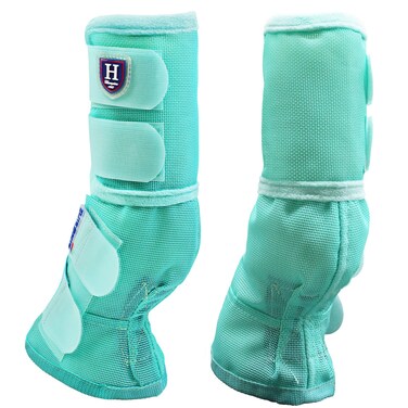 Harrison Howard Horse Fly Boots Perfect Contoured Fit Leg Guards Dense Mesh Boots with Ventilated Comfort Reliable Protection from Summer Elements Set of 2 Mint Large