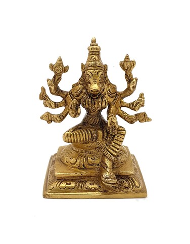 Brass 4.5 Inches Varahi Statue, Varahi Amman Statue, Brass God Idols, Varahi Amman Idol, Idols for Home Temple, Golden, Standard, Pack of 1