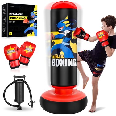 Punching Bag for Kids, Kids Boxing Set with Boxing Gloves 66" Large Inflatable Punching Bag,Gifts for Boys &amp; Girls Age 5-12 for Practicing Karate, Taekwondo