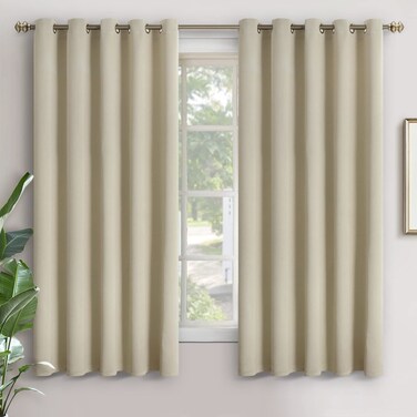YoungsTex Blackout Curtains for Bedroom - Thermal Insulated with Grommet Top Room Darkening Noise Reducing Curtains for Living Room, 2 Panels, 70 x 63 Inch, Beige