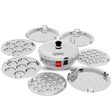 Stainless Steel Induction Base Multi Kadai Idli Steamer &amp; Cooker With 7 Plates   2 Mini Idli   2 Dhokla   1 Momo, 4 Liter