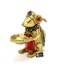 Gemstone Work Brass Ganesha Mouse Holding Oil Lamp Diya, Standard, Pack of 1