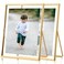 Fixwal Gold Frame Floating Picture Frame Set of 2, 8 x 10 Tempered Glass Frame, for Tabletop Display, Gold Metal Display Frame, for Multi Size Photos Including 6 x 8,5 x 7