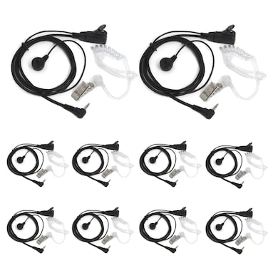 (10-Pack) 1 Pin 2.5MM Microphone Transparent Acoustic Tube Earphone with MIC PTT for Motorola MH230R MR350R MD200TPR MS350R MT350R T200 T260 T460 T600 Two Way Radio Walkie Talkie