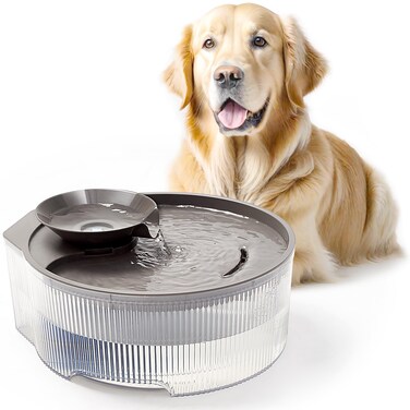 Dog Water Fountain, 5L/169oz Pet Water Fountain with Transparent Design and 3 Filters, Dog Water Bowl Dispenser with Quiet Pump, Ideal for Dogs, Cats and Multi-pet households