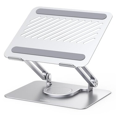 UGREEN Laptop Stand for Desk with 360&deg; Aluminum Rotating Base Laptop Holder Adjustable Compatible with MacBook Pro Air Stand, Ergonomic Laptop Riser Computer Holder up to 17.3 Inch Laptops, Silver