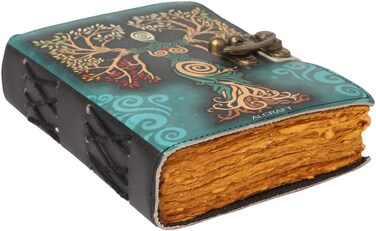 Blank Spell Book of Shadows Journal with Lock Clasp Antique Handmade Deckle Edge Vintage Paper Leather Bound Journal for Women and Men  Travel Notebook for Writing
