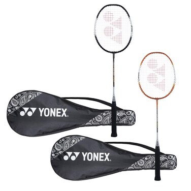 YONEX ZR 100 Light Aluminium Badminton Racquet with Full Cover (Black &amp; Black, Made in India) Set of 2
