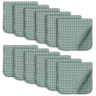 SWEET DOLPHIN 12 Pack Muslin Burp Cloths Large 100% Cotton Hand Washcloths for Baby - Baby Essentials Extra Absorbent and Soft Boys &amp; Girls Milk Spit Up Rags - Dark Green, 20" X10