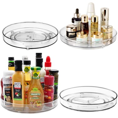 Amolliar Lazy Susan Turntable Organizer, 9"+11" 4 Pack, Rotating Tray for Kitchen, Fridge, Pantry Organizer Storage, Cabinet, Closet, Bathroom Vanity Makeup, Condiment Spice Rack, Under Sink Organizer