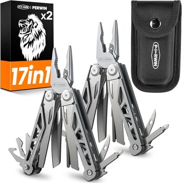 Multitool, 17-in-1 Stainless Steel Multi Tool Pliers with Self-locking, Pocket Knife, Professional (EDC) Multi-tool for Outdoor, Survival, Camping and Hunting, Hiking, Simple Repair