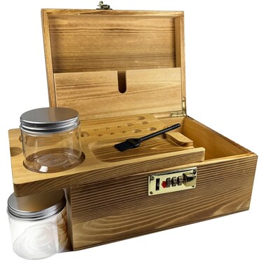 Large wooden Box with Combination Lock Decorative box for Home Storage Box (10" x 7.5" x 4.5")