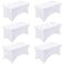 Fixwal 6 Pack 8ft Spandex Table Covers for 8 Foot Tables, Fitted Tablecloths Rectangle Folding Tables, Stretch Rectangular Table Cloths for Wedding, Banquet, Party (White, 96L x 30W x 30H Inch)