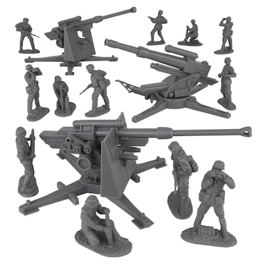 BMC CTS WW2 German 88mm Flak Artillery &amp; Crews - 15pc Gray Army Men Accessories