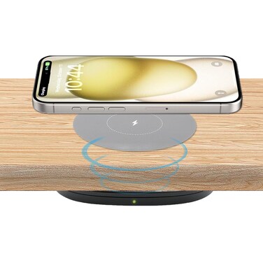 Invisible Wireless Charger, 50MM(1.97") Under Desk Wireless Charger, Under Counter Wireless Charging for iPhone 16/15/14/13/12/ Samsung Galaxy S23/S22/S21(Adapter Included)