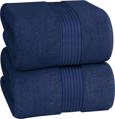 Utopia Towels Premium Jumbo Bath Sheet 2 Pack, 100% Cotton Highly Absorbent and Quick Dry Extra Large Bath Towel, Super Soft Towel, 35 by 70 Inches, Navy