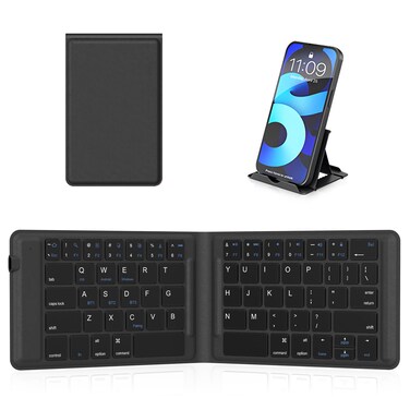 OMOTON Foldable Bluetooth Keyboard, Wireless Folding Keyboard, Multi-Device and Rechargeable, Portable Keyboard for iPhone, iPad, Android, Windows Laptop, Desktop, Tablet and PC,Black