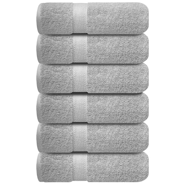 Infinitee Xclusives Luxury 100% Ring-Spun Cotton Hand Towels for Bathroom Set of 6 (16x28 inches) - Soft, Absorbent &amp; Quick-Drying Bath Towels for Bathroom, Gym, Spa &amp; Hotel Use (Charming Grey)