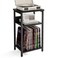Fixwal 3-Tier Record Player Stand, Dedicated Side Table for Album Storage, End Table with Open Storage, Nightstand with Vinyl Storage, for Living Room Bedroom, Black