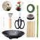 WANDIC Flower Arrangement Kit, Set of 51, Round Flower Holders, Ceramic Flower Pot, Kenzan Needle Cleaning Pin &amp; Rake, Floral Stems and Floral Tape for Flower Arranging Art