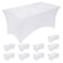 Fixwal 8FT Spandex Table Cover, 10 Pack Fitted Rectangular Stretch Tablecloth, Washable Patio Table Cover(White, 96Lx30Wx30H Inch)
