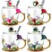 Nuanchu 4 Sets Flower Glass Tea Cups with Lids and Spoon Butterfly Vintage Glass Coffee Mugs Floral Fancy Clear Teacup for Mother's Day Women Mom Wife Girlfriend(Pink, Purple, Blue, Red,11 oz)