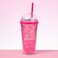 MINISO Barbie Collection Double Wall Plastic Tumbler with Straw 600mL BPA Free Clear Tumbler with Lid Perfect for On the Go