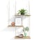 Fixwal Hanging Shelves for Wall, 3 Tier Boho Wall Decor Plant Rack Floating Shelves Rope Rustic Wood Organizer Storage Hanger for Aesthetic Home Bedroom Kitchen Bathroom- Rustic Brown