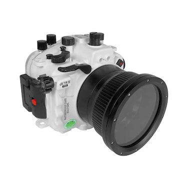 Sea Frogs 40M/130FT Underwater Camera housing for Sony A7 III (Standard Port) Zoom Ring for FE 28-70mm/FE 16-35 F4 Included(White)