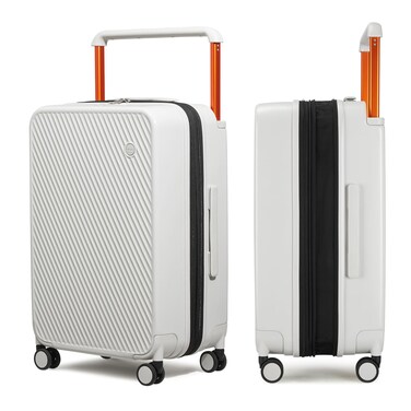 mixi Large Capacity Expandable Luggage Suitcases With Spinner Wheels,Upgrade Wide Handle PC Hardshell Rolling Travel Suitcase with TSA Lock, Checked-Medium 24-Inch, Smoke White