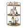 Fixwal Corner Bathroom Counter Organizer, 3 Tier Rustic Bathroom Organizer, Wood Countertop Storage Tray for Vanity, Kitchen, Bedroom (Light Brown)