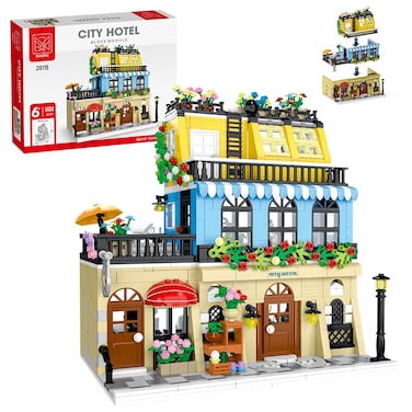 City Hotel Building Kits, 3 Floors Garden Hotel Building Sets - Collectible Build and Display Gifts for Teens Adults, 1464PCS