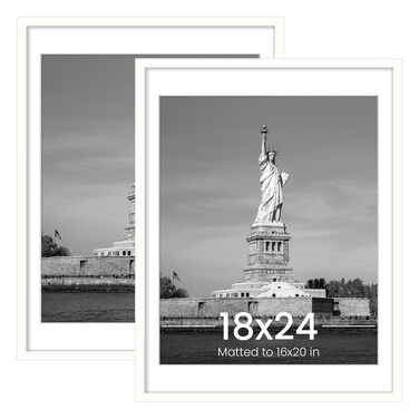 ENJOYBASICS 18x24 Picture Frame, Display Poster 16x20 with Mat or 18 x 24 Without, Wall Gallery Photo Frames, White, 2 Pack