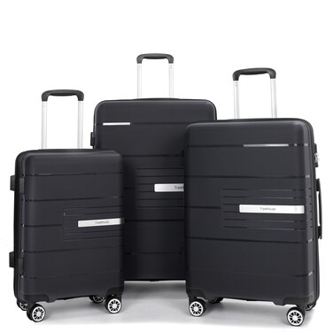 Luggage 3 Piece Sets Suitcase Set with Double Spinner Wheels, Lightweight Carry On Hardside Travel Luggage with TSA Lock, (20/24/28) (Black)