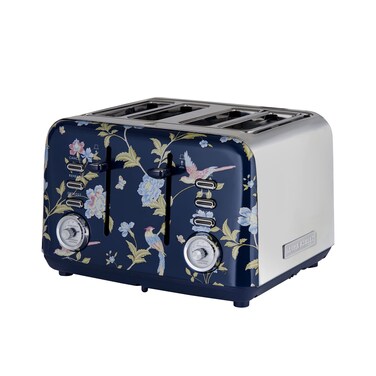 VQ Laura Ashley Elveden Navy Stainless Steel 4 Slice Toaster   Bagels &amp; Bread Toasters 4 Slices Wide Slot with Defrost Mode   Grille Pain 4 tranches