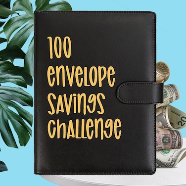 Money Saving Binder,Envelope Budget Binder,100 Envelope Savings Challenge,Savings Money Challenge Book for Cash Saving Easy,Fun Way to Save $5,050,Budget Binder Planner Book, Black