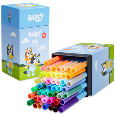 Bluey Colouring Pens for Kids 48 Piece Set Colouring for Kids Art Supplies Felt Tip Pens Washable Markers Gifts for Kids