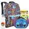 Stitch Backpack and Lunch Box Set for Kids - Bundle with 16" Stitch Backpack, Stitch Lunch Bag, Stickers, Water Bottle, More   Lilo and Stitch Backpack for Girls