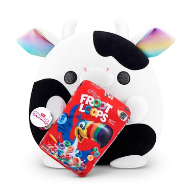 Snackles (Froot Loops) Cow Super Sized 14 inch Plush by ZURU, Ultra Soft Plush, Collectible Plush with Real Licensed Brands, Stuffed Animal