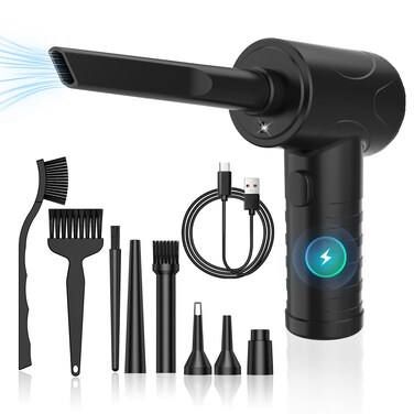 Portable Air Blower, Compressed Air Duster 3 Gear 51000RPM 6000mAh Rechargeable Cordless Electric Air Duster with LED Light &amp; Air Pump for Computer Laptop PC Keyboard PS5 -Replace Compressed Air Can