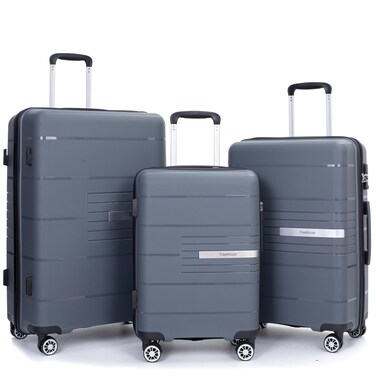 Luggage 3 Piece Sets Suitcase Set with Double Spinner Wheels, Lightweight Carry On Hardside Travel Luggage with TSA Lock, (20/24/28) (Gray)