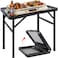 HPC Decor Folding Grill Table-Camping Table with Mesh Desktop,Portable Picnic Table with Carry Handle,27/56cm Height Adjustable Metal Table-Outdoor Grill Table,Folding Table for Outside Inside Use.
