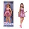 Barbie Looks Doll, Collectible No. 24 with Brown Hair &amp; Modern Y2K Fashion, Shimmery Pink Strapless Dress with Peep-Toe Heels
