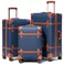 NZBZ Vintage Luggage Sets for Women, PU Leather Retro Suitcase, Vintage Trunk Luggage 3 Pieces, Vintage Suitcase Set (Blue, 20inch &amp; 24inch &amp; 28inch)