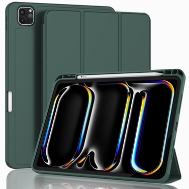 ZryXal New iPad Pro 13 Inch Case M4 (2024 Model, 7th Generation) with Pencil Holder, Smart iPad Case [Support Pencil Pro and Pencil (USB-C)], Support Touch ID and Auto Wake/Sleep (Midnight Green)