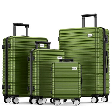 BEOW Luggage Sets 4 Piece, Expandable Luggage Sets with Spinner Wheels, TSA Lock Suitcases with Carry on Luggage (Olive Green), 16&ldquo;20&rdquo;24&ldquo;28&rdquo;, BW015